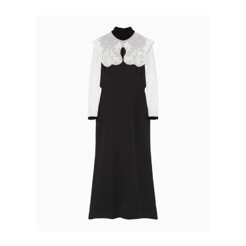 Mame Kurogouchi Triacetate Georgette Embroidery Collar Dress