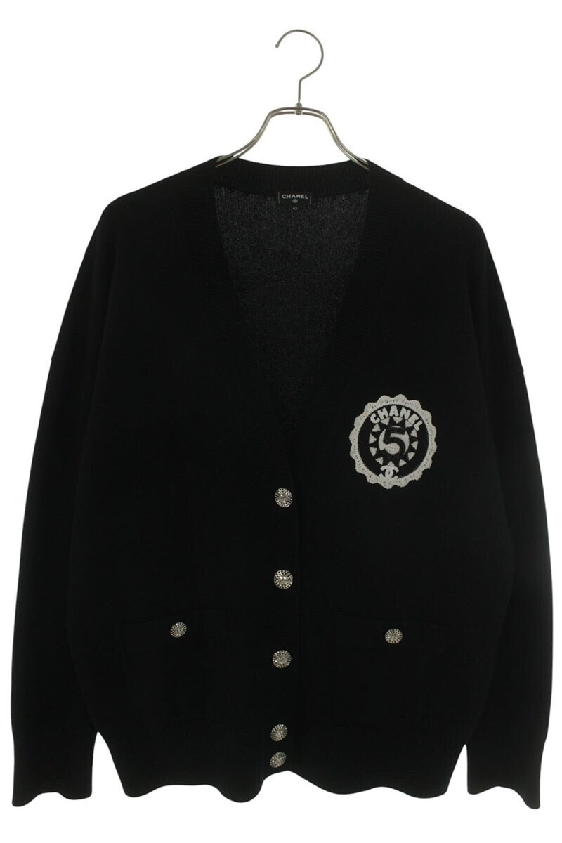 CHANEL ココマークワッペンカシミヤカーディガン