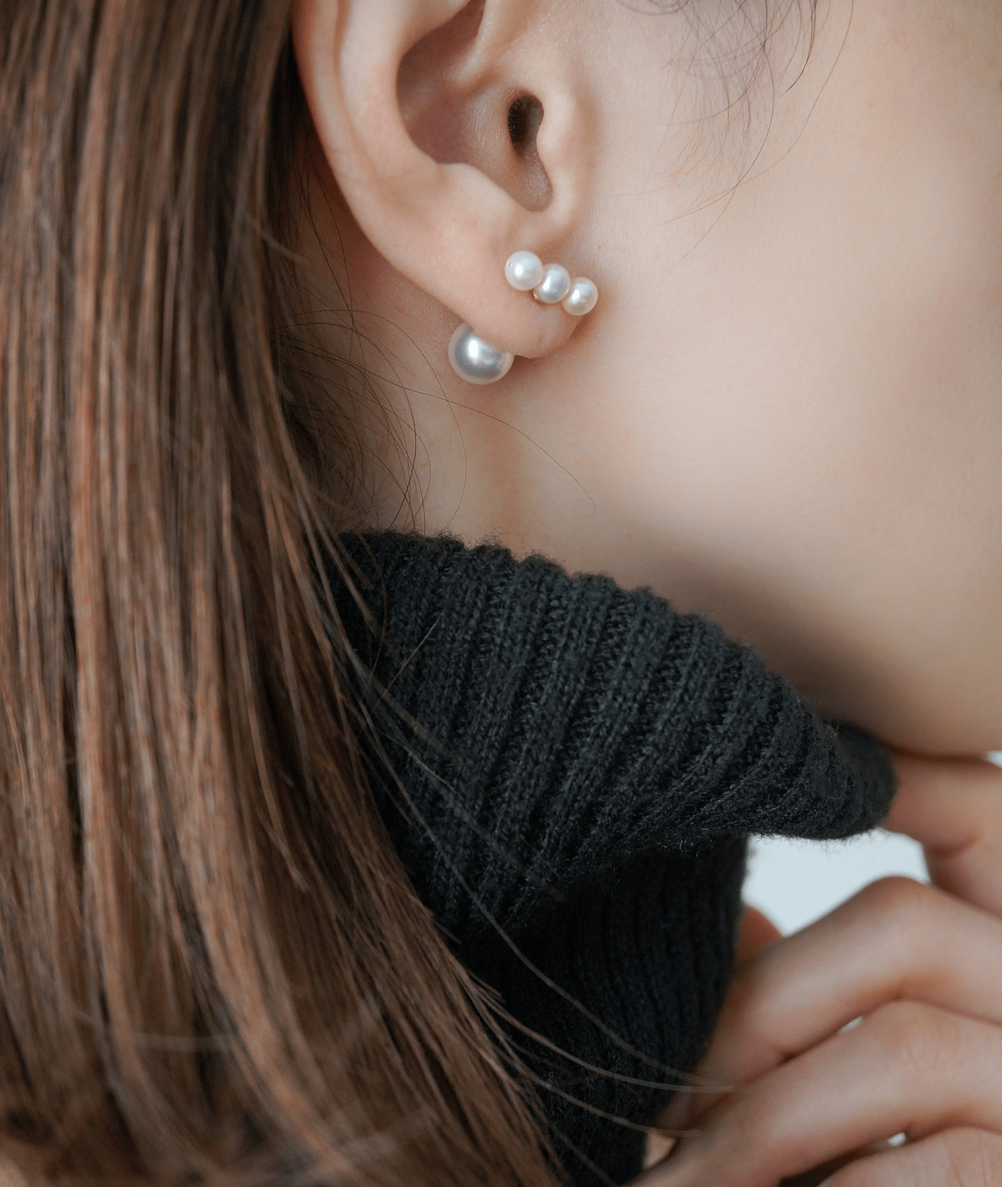 Meach. Meach.【PI121】K14GF / 3連パールピアス（パールキャッチつき）