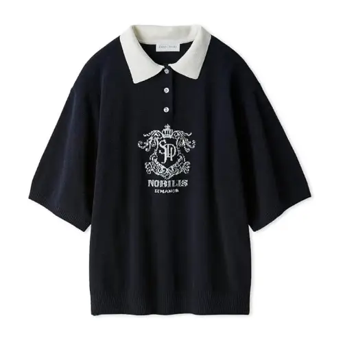 SNIDEL エンブレムニットポロシャツ