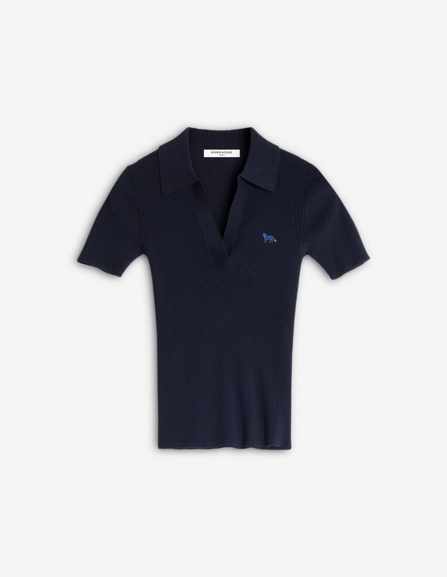 Maison Kitsuné ベイビー フォックス パッチ ファイン リブ ポロ