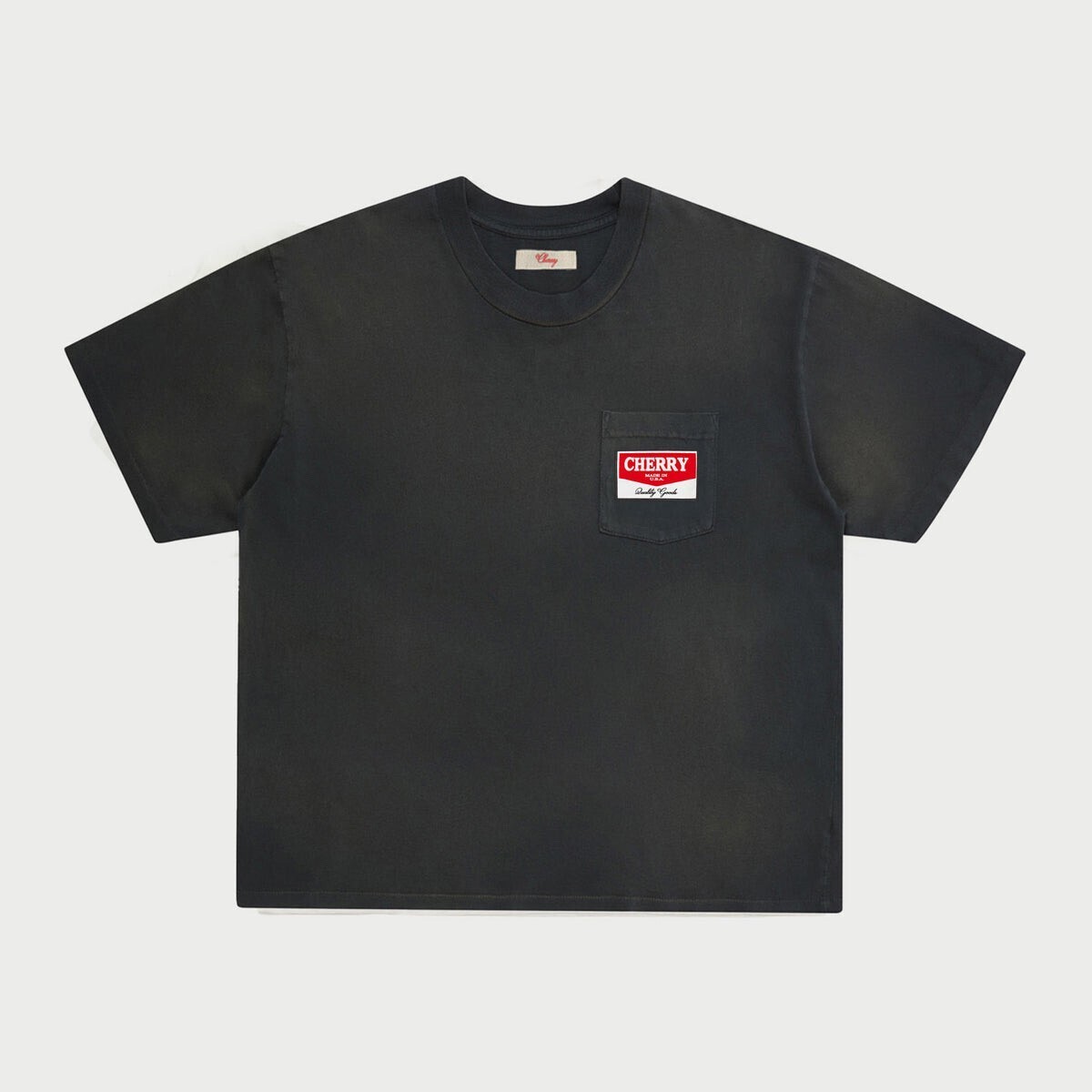 CHERRY LA Chevron Distressed Pocket T-Shirt (Vintage Black)