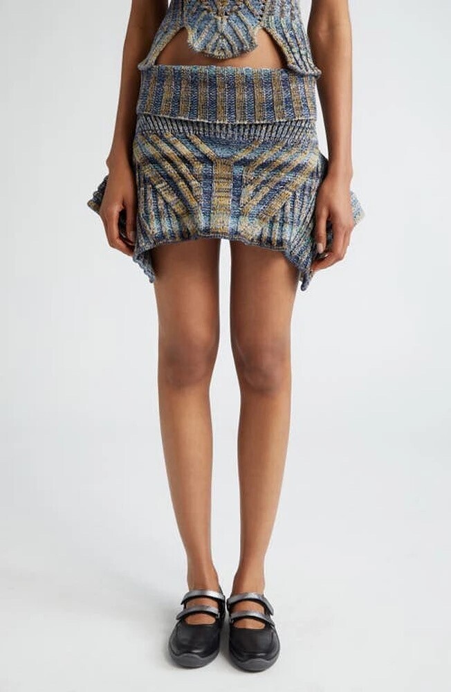 Paolina Russo Warrior Space Dye Sweater Miniskirt Indigo