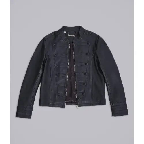 Jaded London Leather Military Jacket