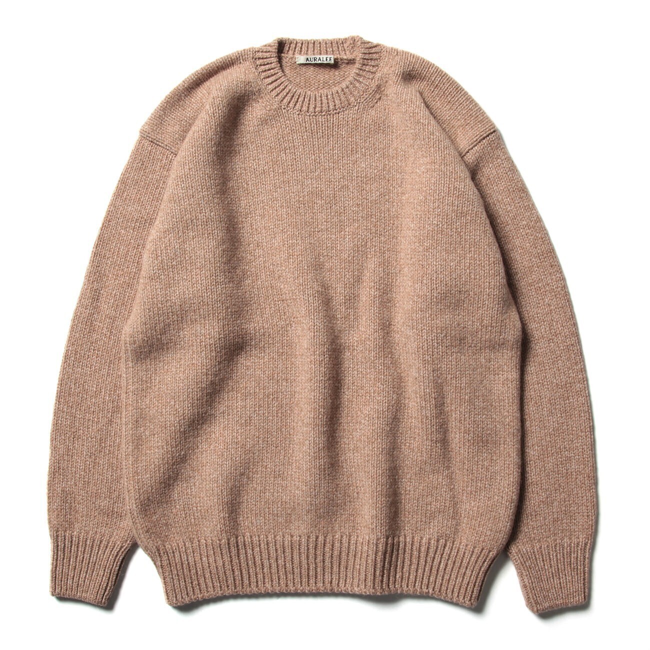 AURALEE CAMEL WOOL MIX KNIT P/O