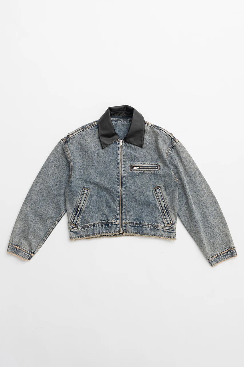 PRANK PROJECT Leather Collar Denim Blouson