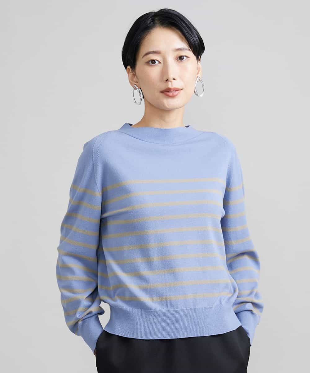 Michel Klein [定番]ホールガーメント(R)ボトルネックニット（ボーダー・無地）