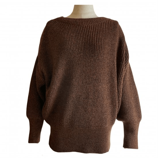 BayBee wide crew neck knit(brown)