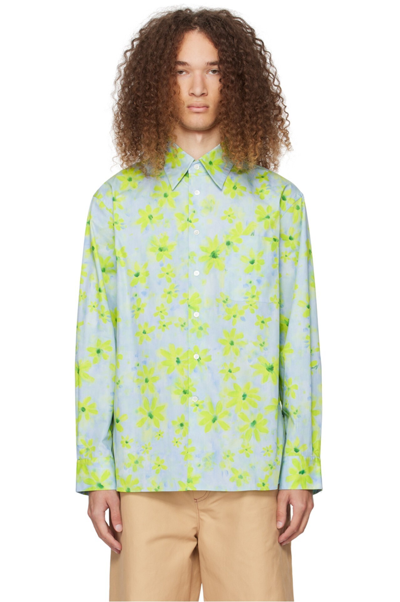 MARNI ブルー フローラル シャツ