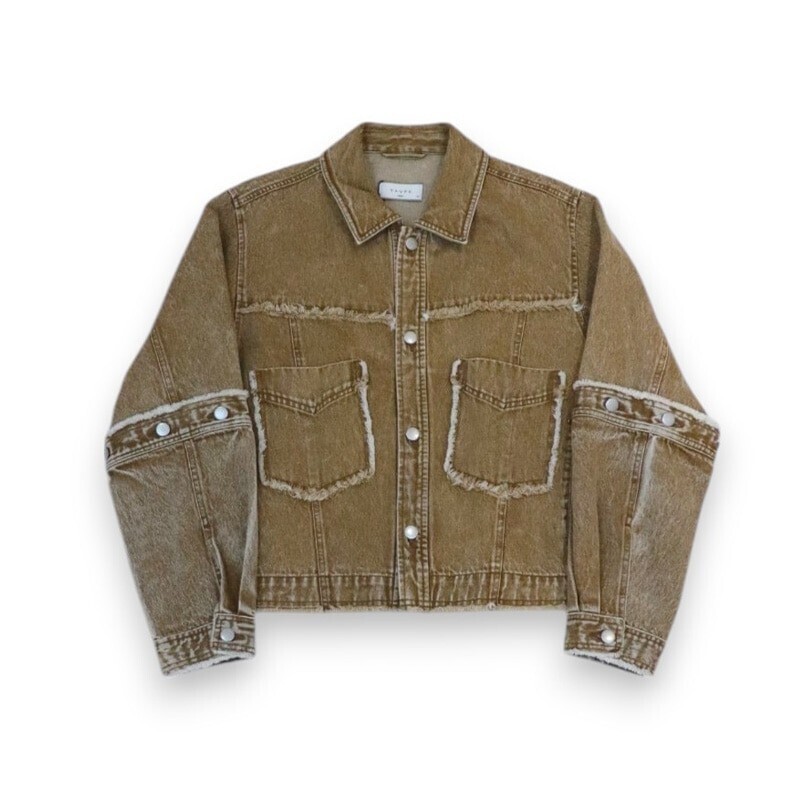 TAUPE TPE CONVERTIBLE CUTOFF DENIM JACKET