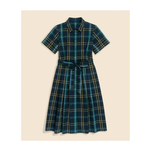 BROOKS BROTHERS コットン シアサッカー タータンチェック ショートスリーブ シャツワンピース