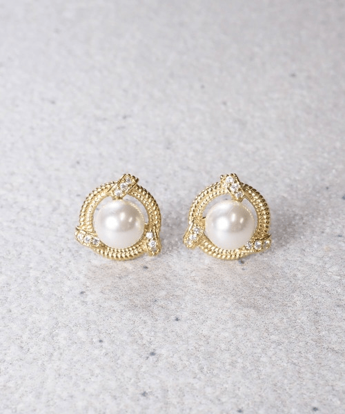 VATSURICA 【m-329P②】《mia trim》パールキュービックジルコニアピアス2