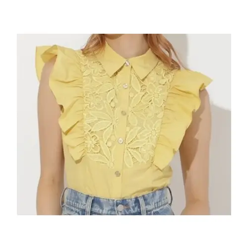 AND COUTURE 肩フリル刺繍シャツ