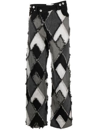 Feng Chen Wang patchwork mid-rise straight-leg jeans
