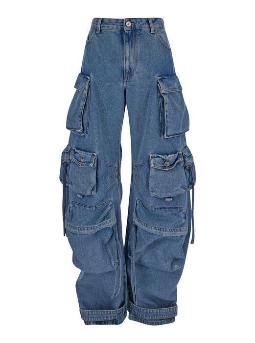 THE ATTICO fern Blue Cargo Jeans With Logo P