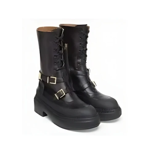 FENDI Black leather biker boots