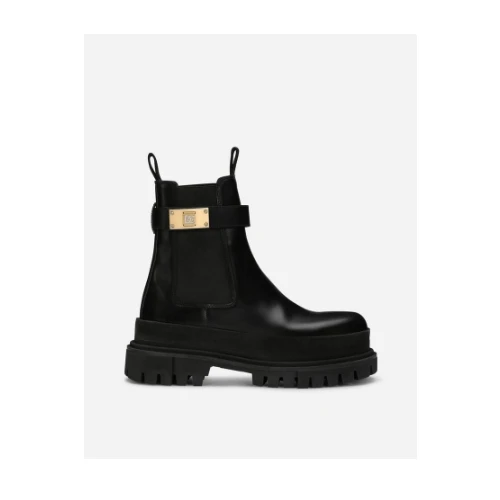 DOLCE & GABBANA アンクルブーツ カーフスキン ロゴストラップ