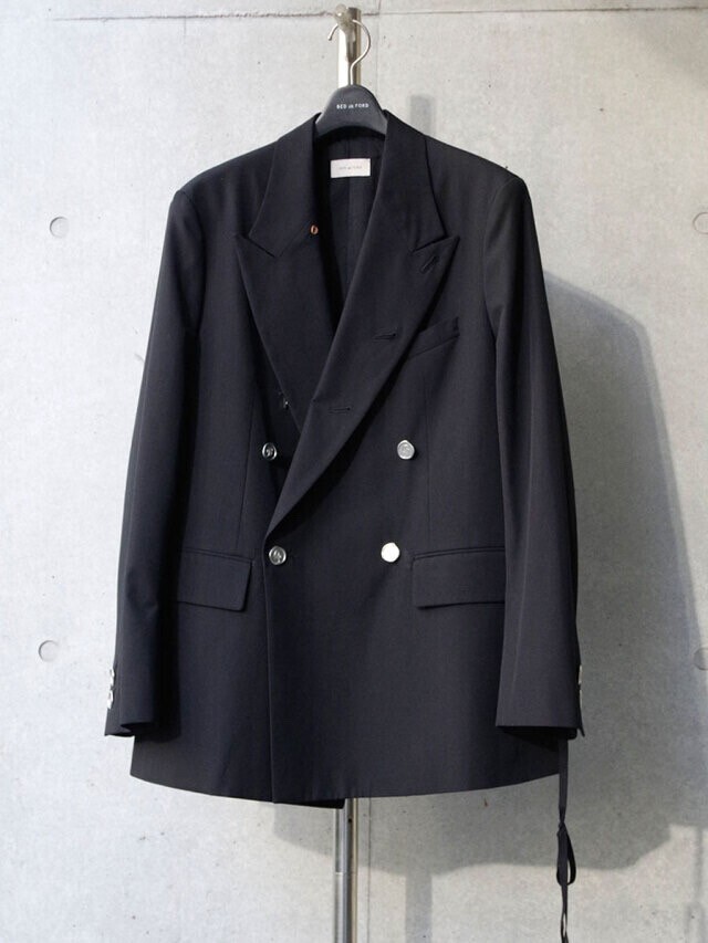 BED J.W. FORD "Cotton-Wool Double-Breasted Jacket" - BLACK