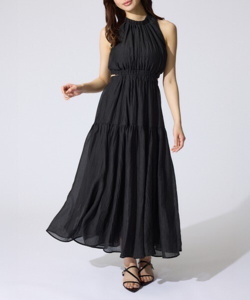 rienda ホルターネックギャザーフレアワンピース 夏服