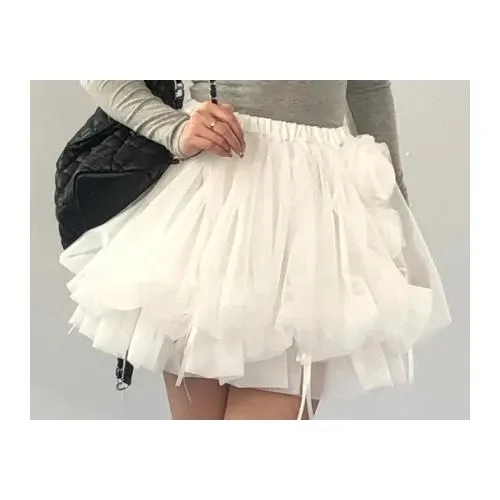 Treat ürself Rose motif ribbon tulle skirt