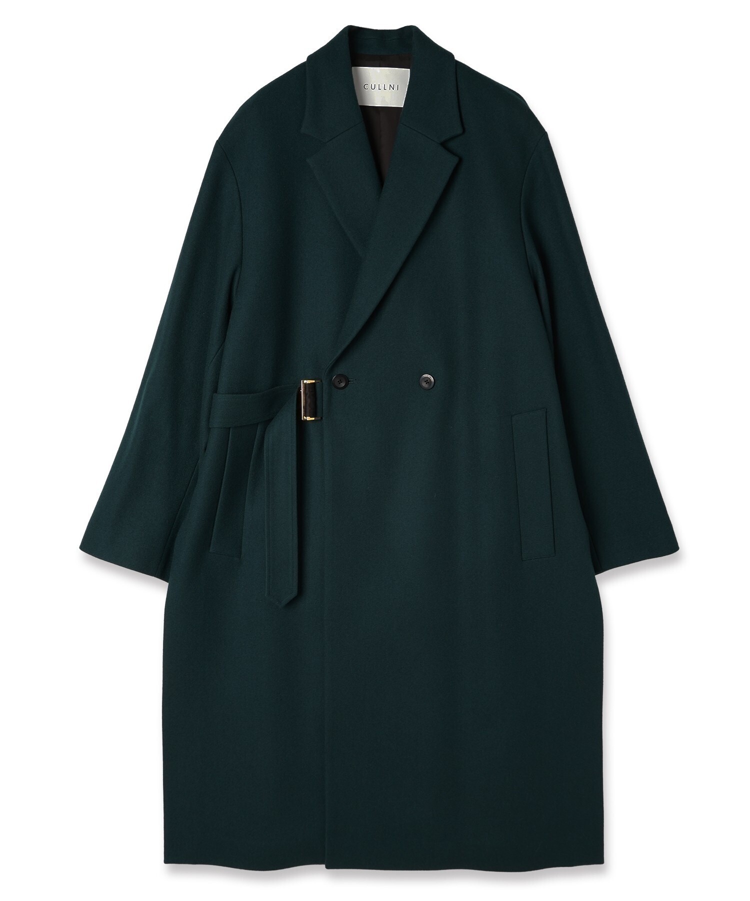 CULLNI Lamb Wool Melton Tie Locken Long Chester Coat