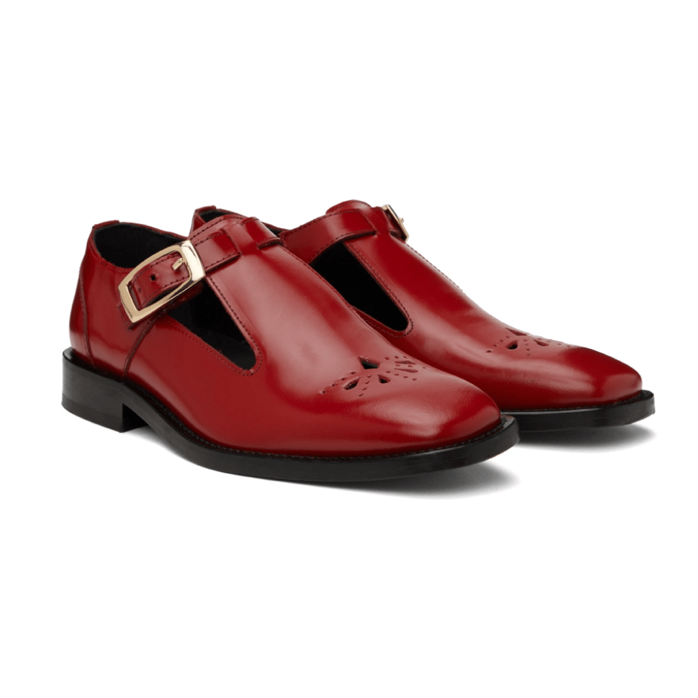 Ernest W. Baker Red T-Bar Monkstraps