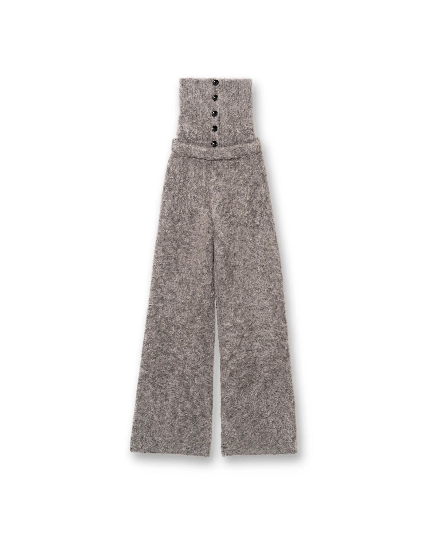 TAN BRUSHED HIGH WAIST KNIT PANTS [SMOKE GRAY]