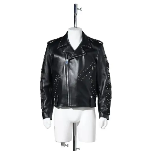 JOHN LAWRENCE SULLIVAN LAMBSKIN DOUBLE BREASTED BIKER JACKET