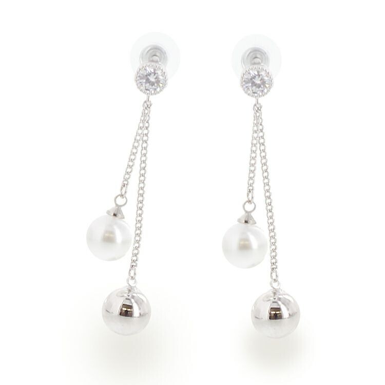 ABISTE メタルボール＆パールドロップピアス