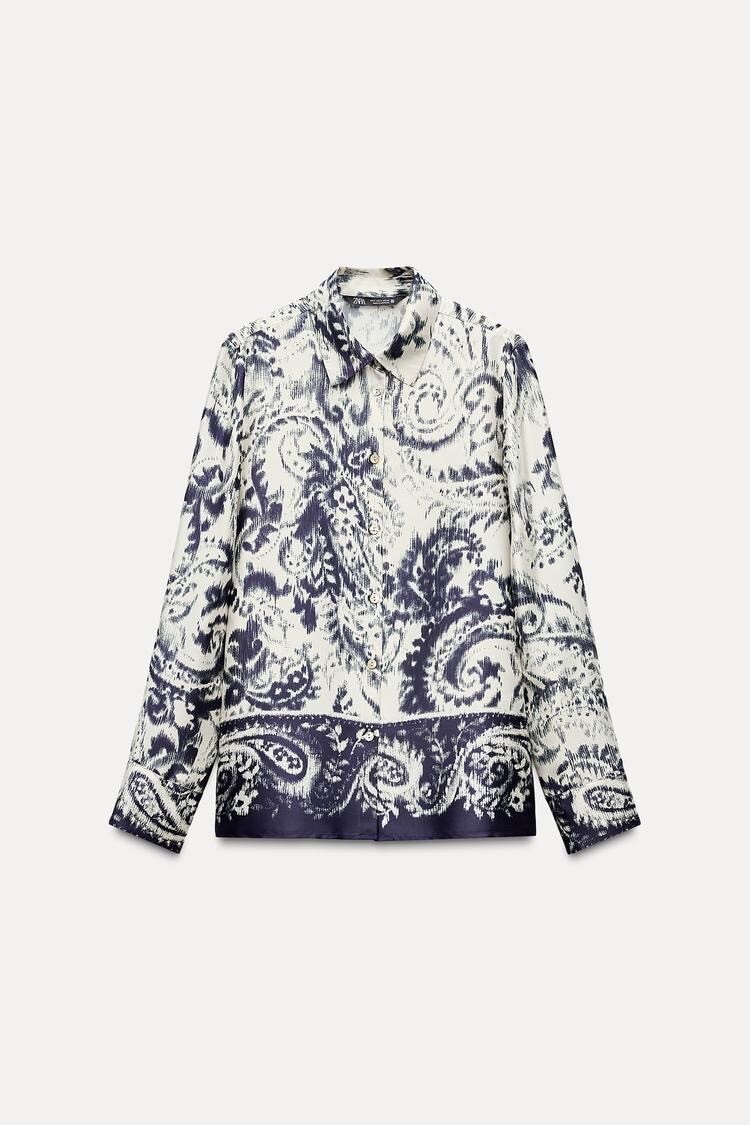 ZARA スリットディテール プリントシャツ