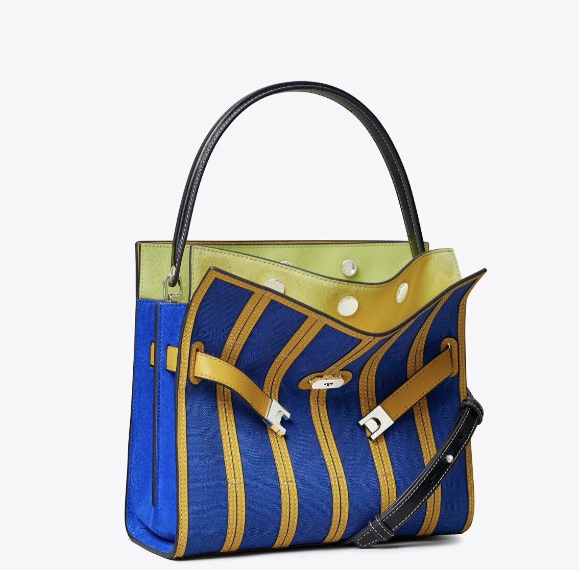 Tory Burch リー ラジウィル キャンバスパネル スモール ダブルバッグ