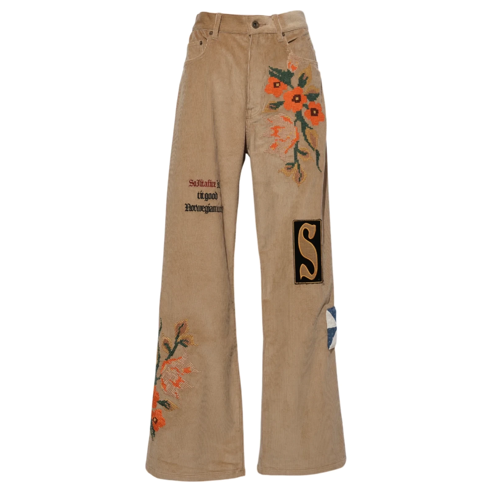 KHOKI Embroidery-design pants