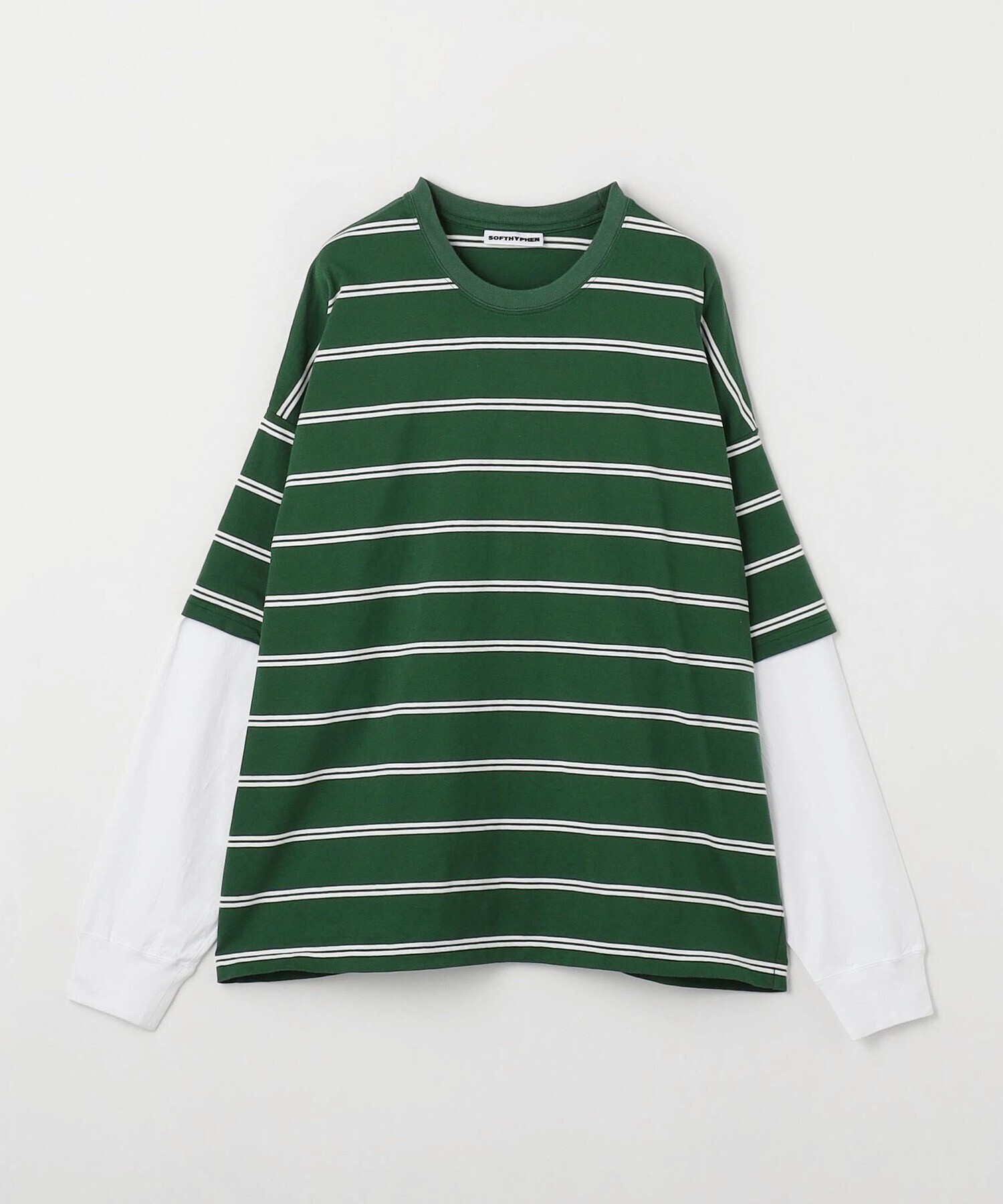 SOFTHYPHEN ボーダー ストライプ レイヤード ロングスリーブ Tシャツ