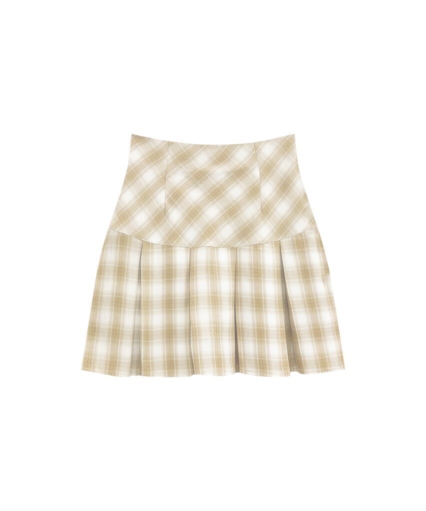 Rosé Muse check pleats mini skirt