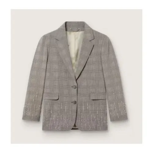 GOLDEN GOOSE ジャケット レディース グレンチェック(グレー) クリスタルエンブロイダリー