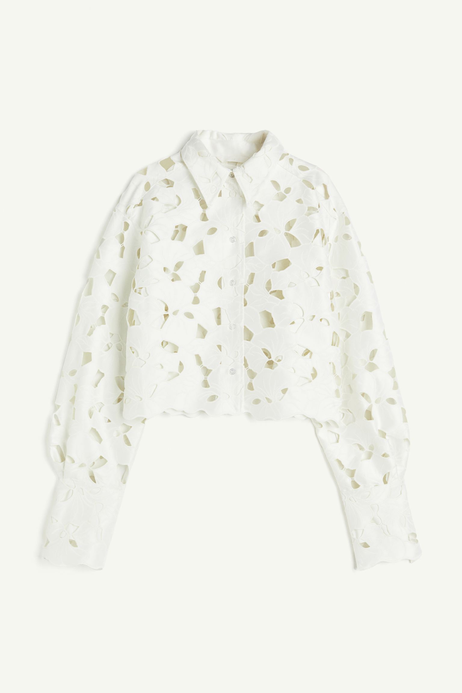 H&M イギリス刺繍サテンシャツ
