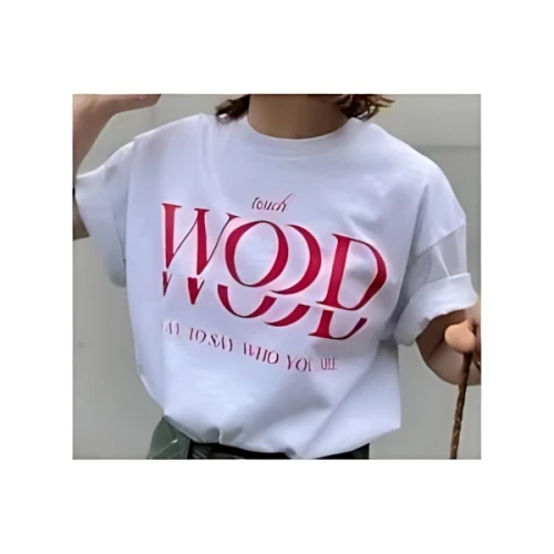 mi via loca GILDAN touch WOOD ロゴプリント半袖Tシャツ