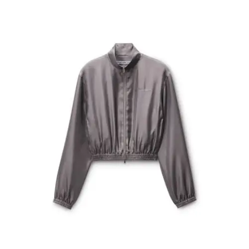 Alexander Wang Silk Twill Cropped Track Jacket