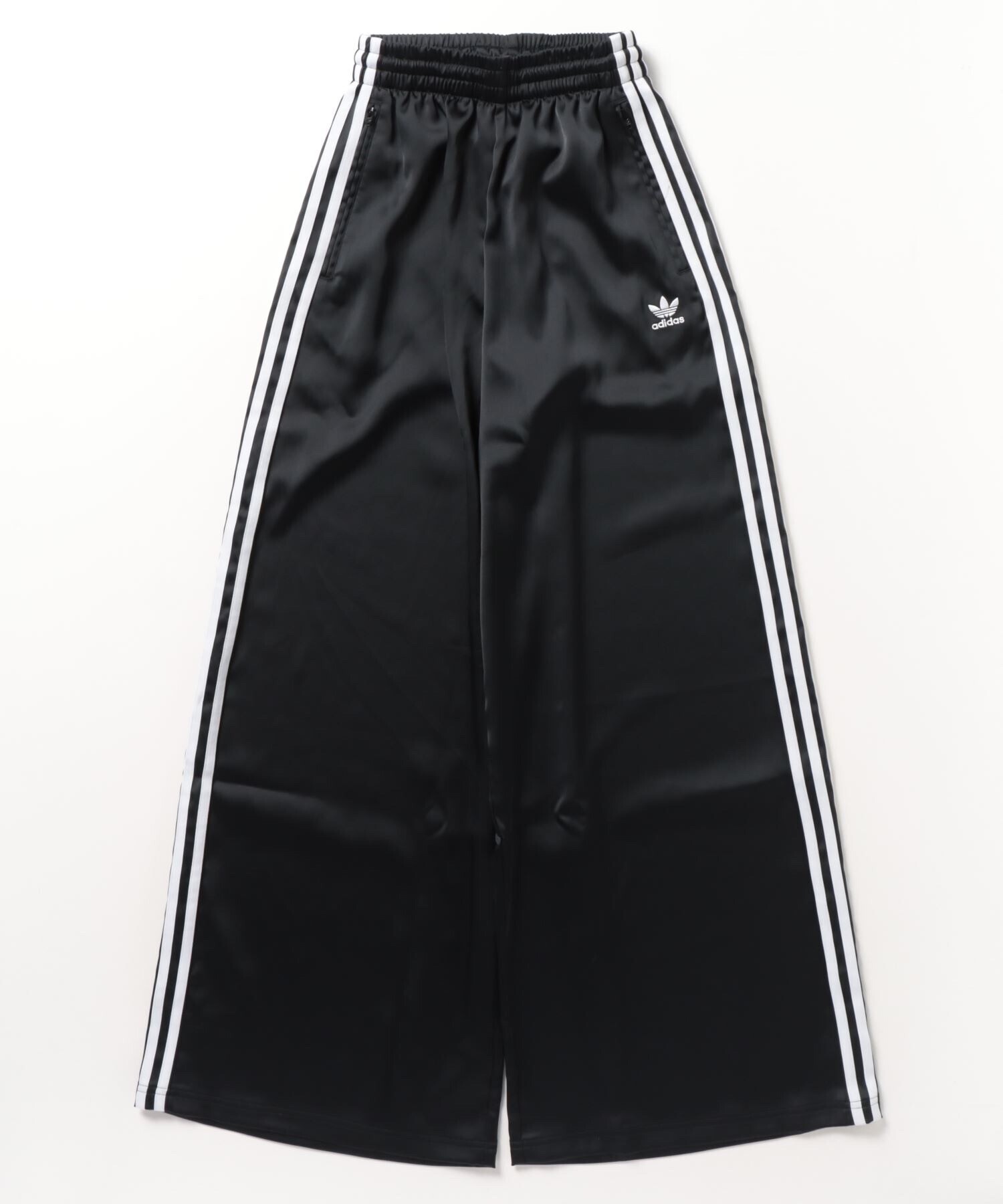 adidas サテン ワイドレッグ トラックパンツ