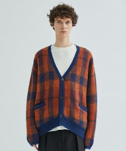 CITY MOHAIR CHECK KNIT CARDIGAN