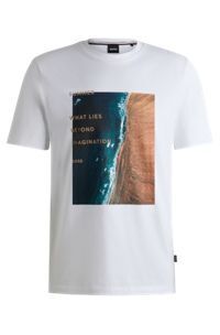HUGO BOSS COTTON-JERSEY REGULAR-FIT T-SHIRT WITH SEASONAL ARTWORK