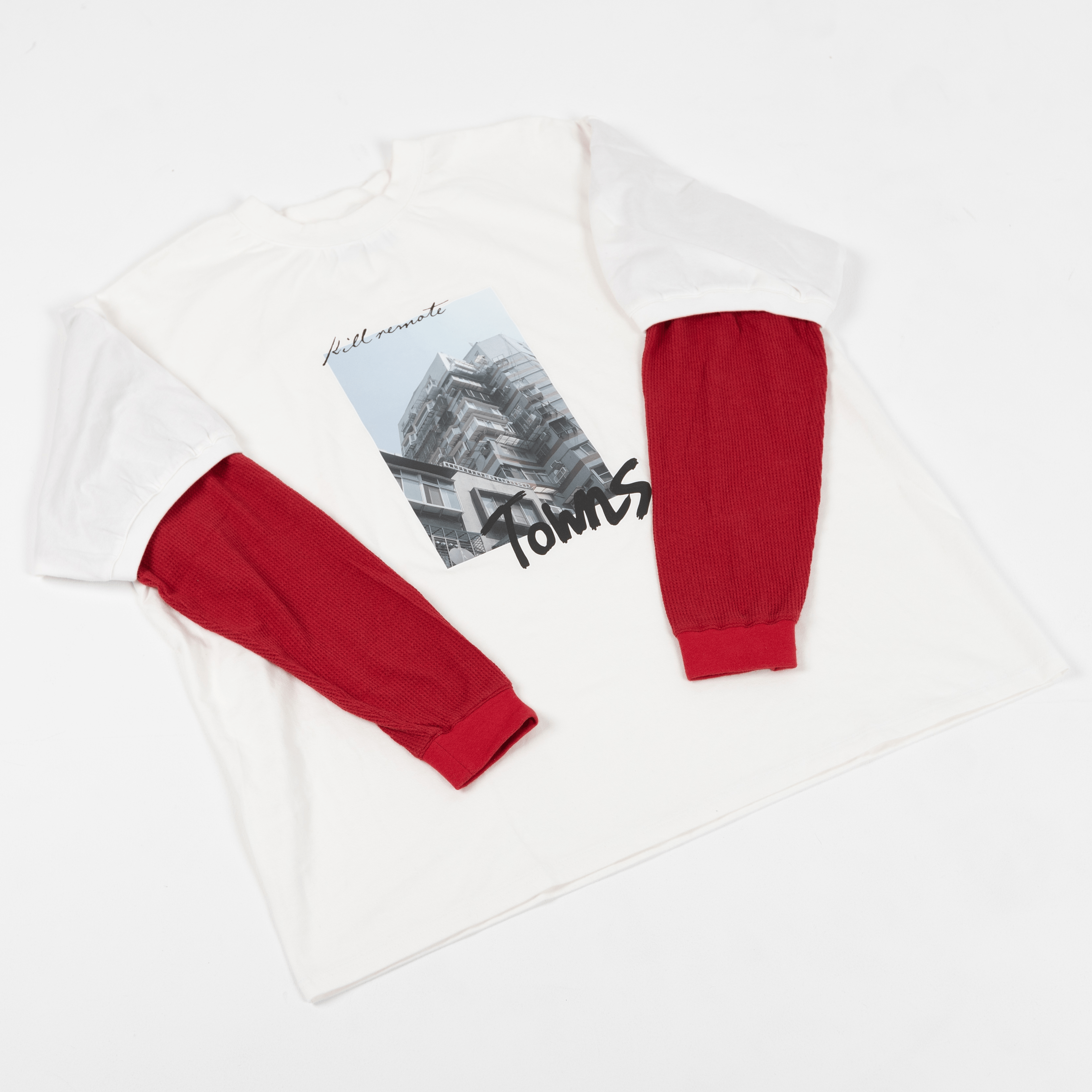 killremote レイヤードスリーブTシャツ（白）