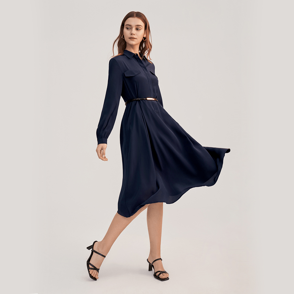LILYSILK LILYSILK シルク シャツワンピース しわになりにくい 上品 長袖