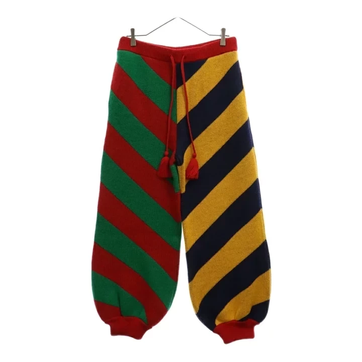 GUCCI MULTI BORDER WOOL JOGGER PANTS