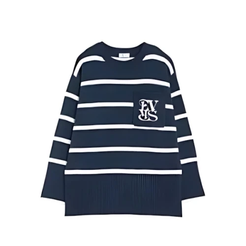 EVRIS 【ZOZO限定】ワンポイントボーダーミニニットワンピ
