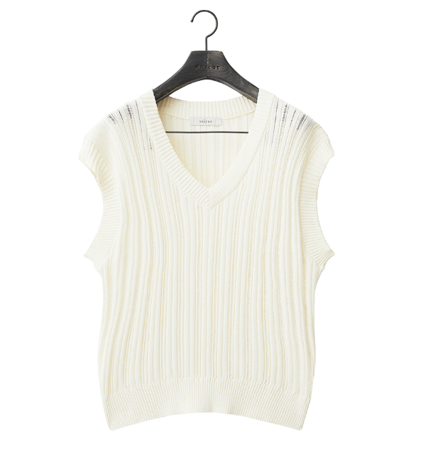 noirer COTTON STRIPE DAMAGE VEST