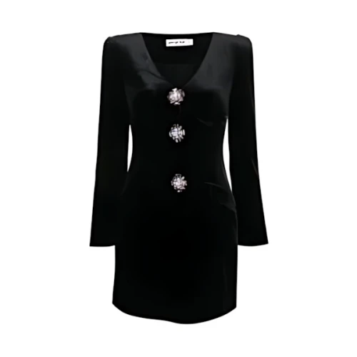 Self-Portrait Velvet Mini Dress With Diamanté Brooches