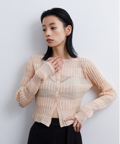 CASA FLINE 2wayシースルーボーダーカーディガン