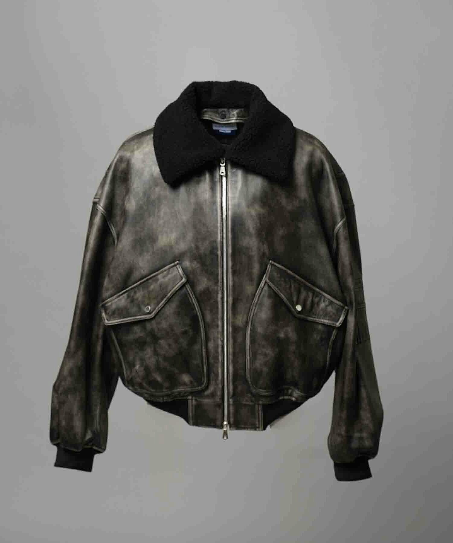MAISON SPECIAL Sheep Leather Mouton Prime-Over G-1 Flight Jacket