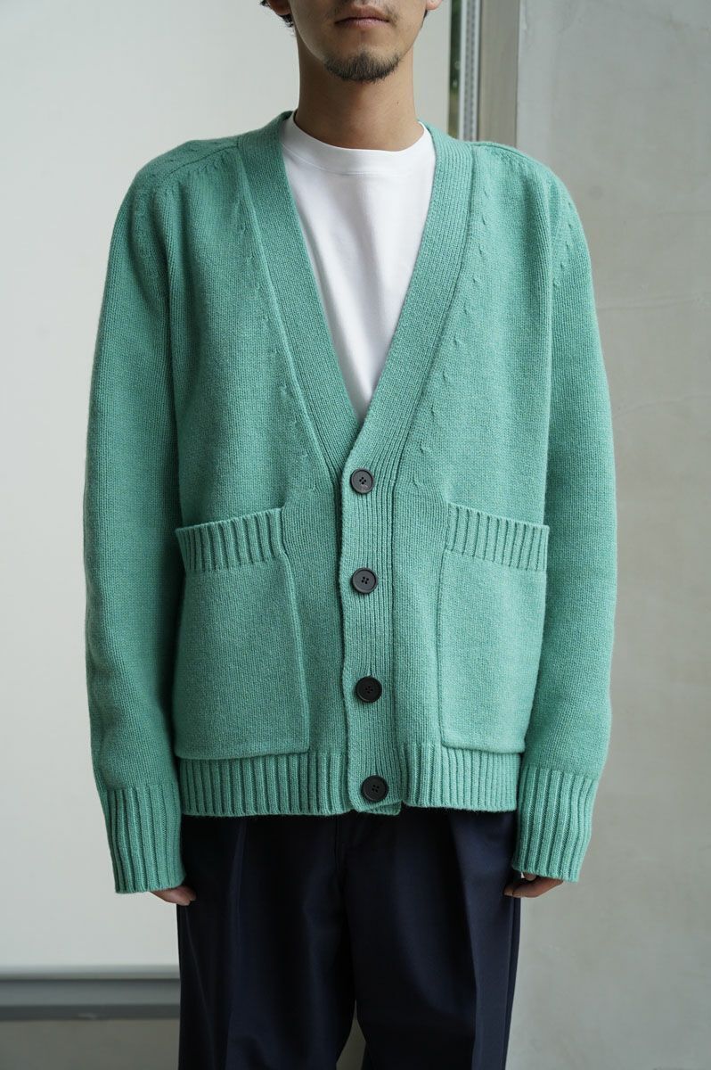 STUDIO NICHOLSON ENGLISH LAMBSWOOL CARDIGAN[JADE]